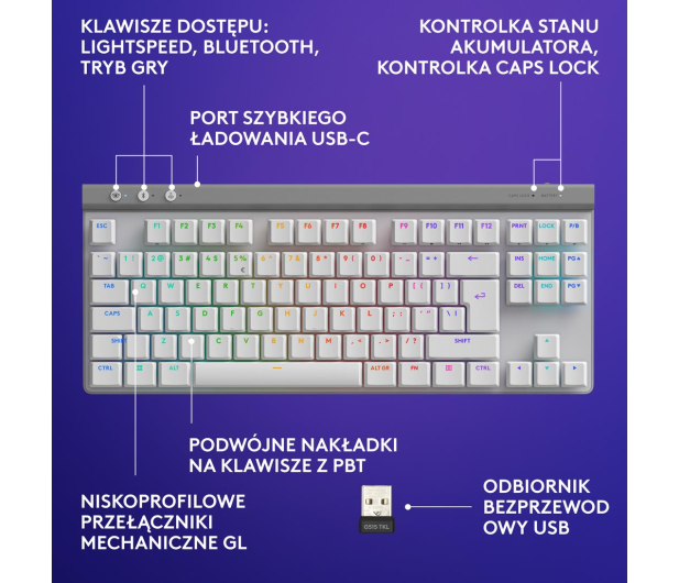 LOGITECH G515 TKL Lightspeed biały - 1261436 - zdjęcie 11